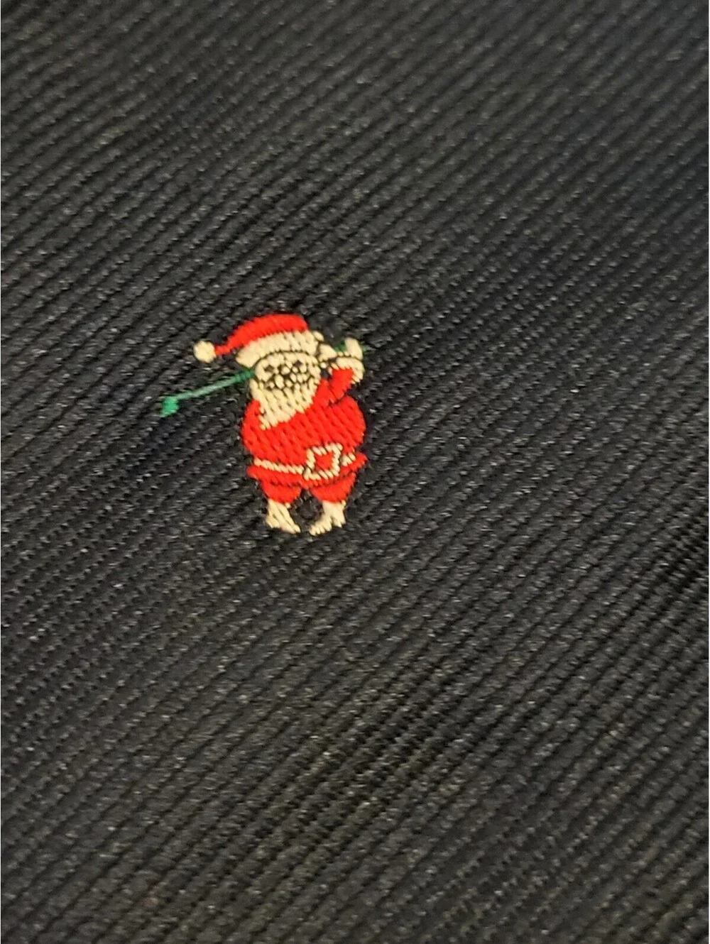 VTG Alynn Neckwear OS Christmas Stocking Embroidered Santa Claus Golfing